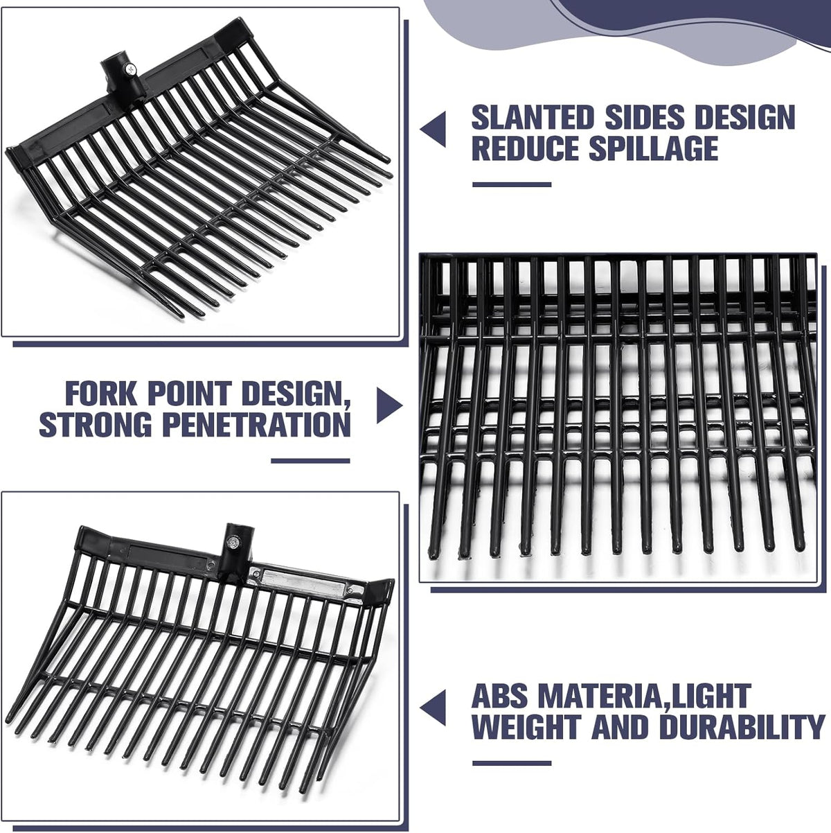 Lasnten Manure Fork Replacement Head, 18 Tines Pitchfork Head with Screws and Nuts, Horse Manure
