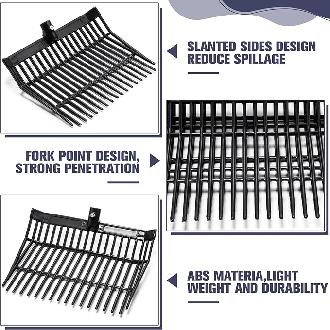 Lasnten 6 Pcs Manure Fork Replacement Head, 18 Tines Pitchfork Head with Screws and Nuts, Horse