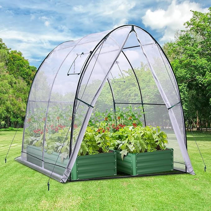 Ohuhu Portable Tunnel Greenhouse Outdoor: Heavy Duty Walk in Green House with Mesh Windows Durable