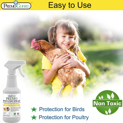 Poultry Spray by Premo Guard – 16 oz – Treat Mites, Fleas, Flies, and Lice – Effective Plant Based