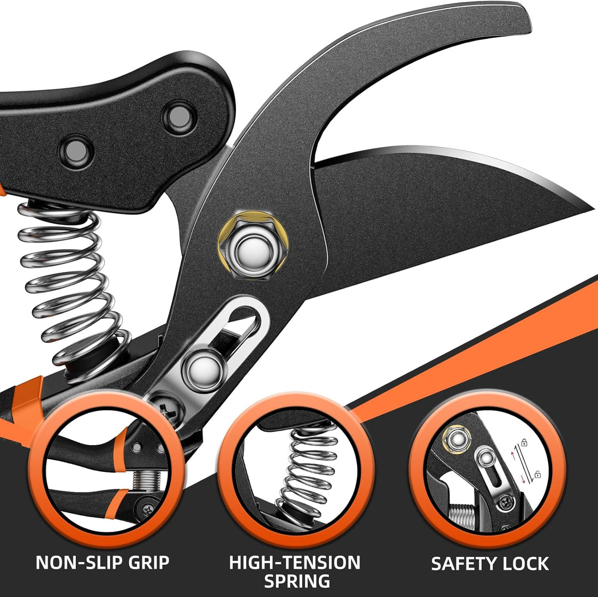Pruning Shears for Gardening, 8.5" Professional Bypass Garden Scissors & Hedge Clippers for Branch