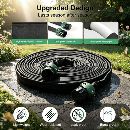 Apgooface Flat Soaker Hose 25 ft 4-Pack with Splitter, 80% Water-Saving Drip Irrigation Hose 100