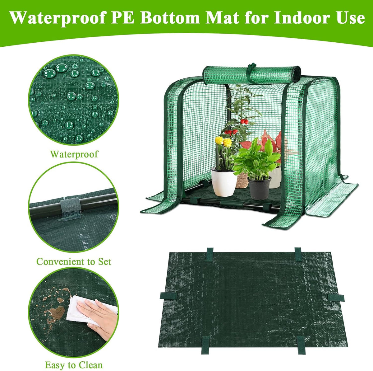 U'Artlines Portable Mini Greenhouse Small Green House with Waterproof Pad 23x13x17 Inch Plant Cover