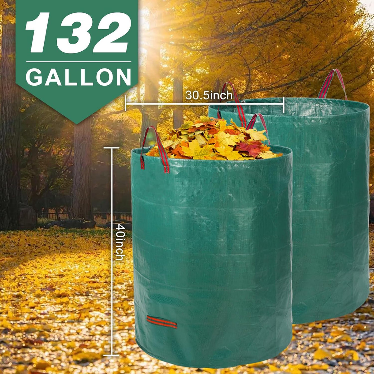 Joyhalo Reusable Yard Waste Bags -132 Gallon, 6 Pack, Heavy Duty with Gardening Gloves & 4 Handles