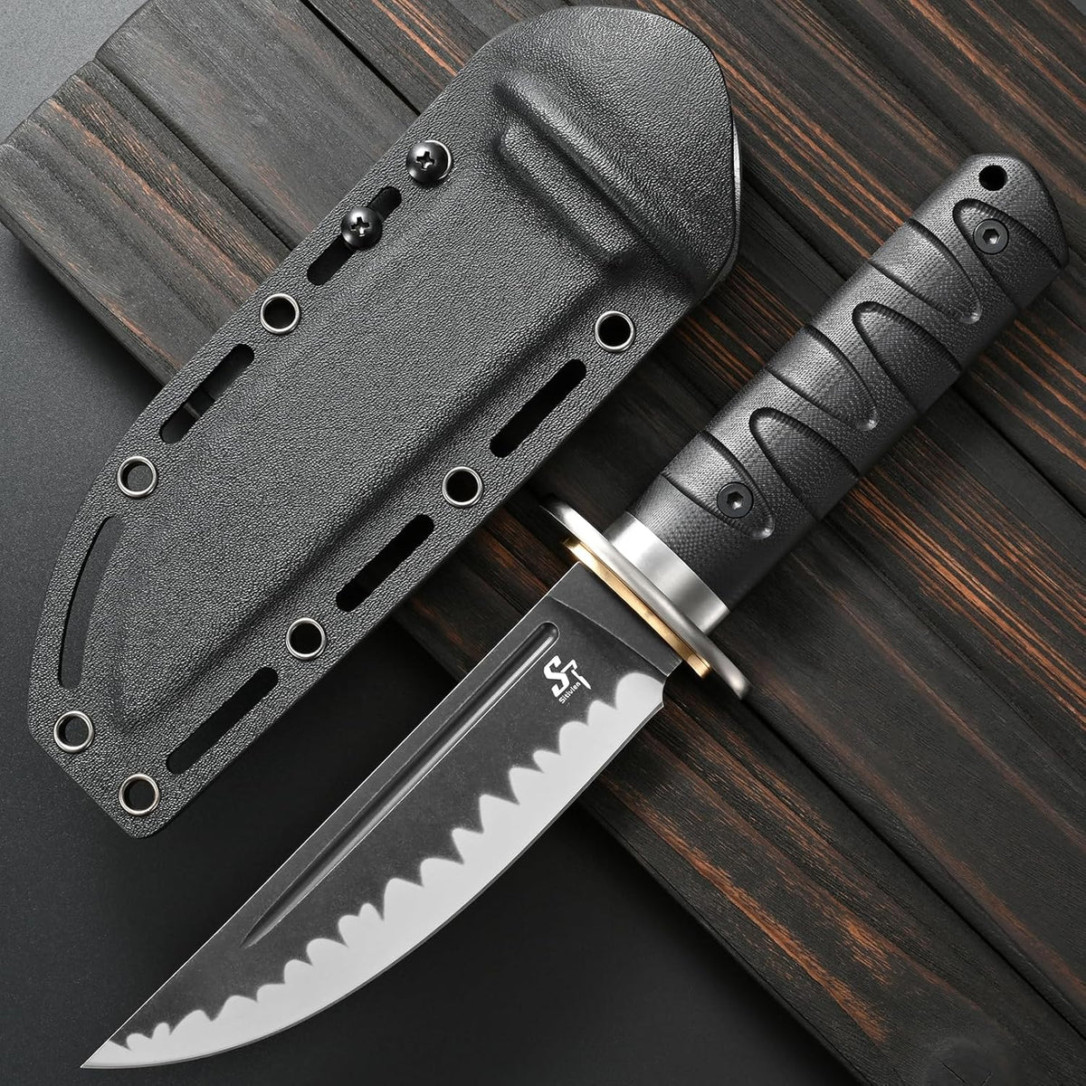 Sitivien ST29 Fixed Blade Knife, AUS-10 Steel Blade G10 Handle Full Tang Bowie Knife for Outdoor