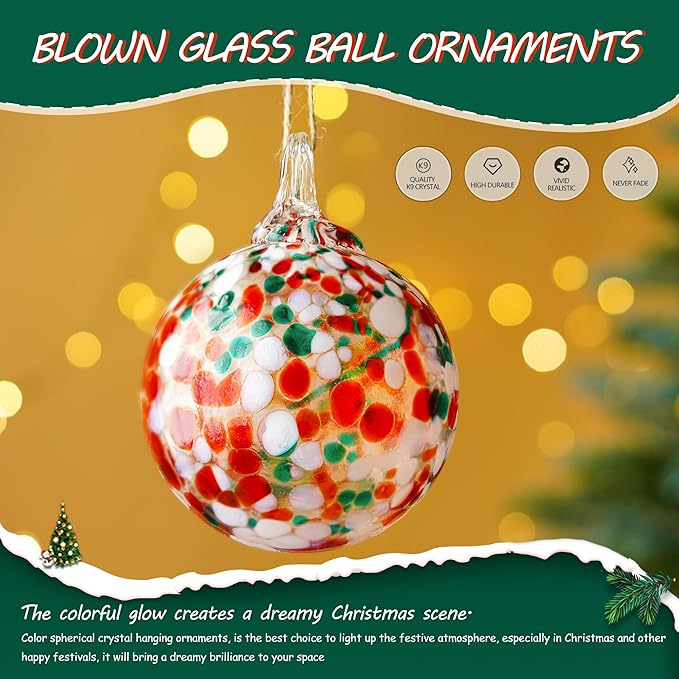 4" Blown Glass Gazing Ball Hanging Friendship Balls for Garden Patio Window Decoration Unique for