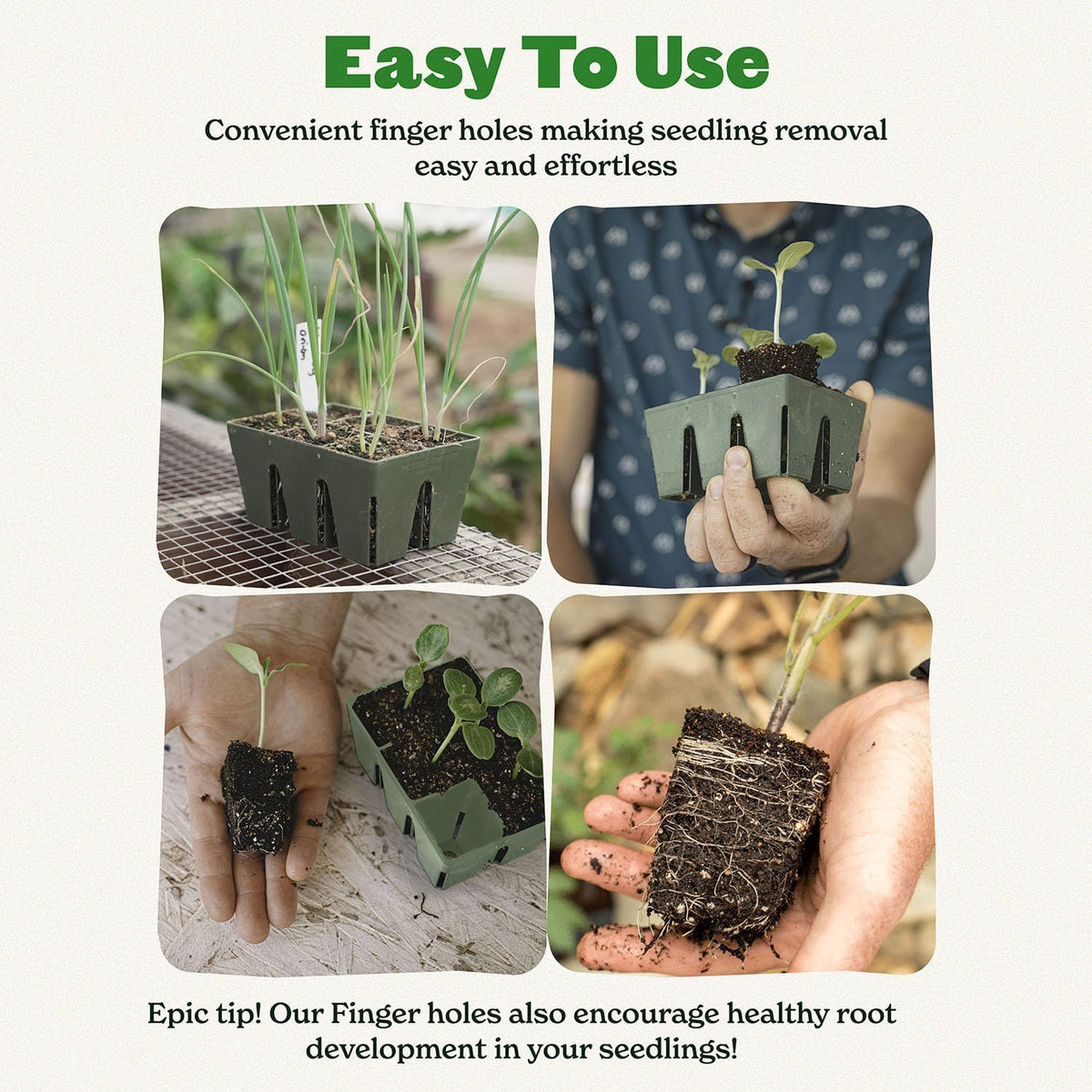 Epic Gardening 72 Pack Sage Green 6-Cell Reusable Seed Starter Tray - UV-Treated BPA-Free Plant