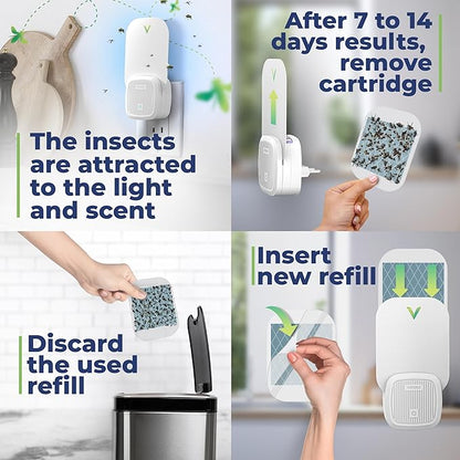 VEYOFLY Fly Trap Indoor, Fruit Fly Traps for Indoors, (4 Device + 12 Refills) Gnat Traps for House