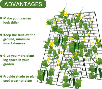 AGTEK 34" x 48" Foldable Cucumber Trellis with Garden Stakes and Zip Ties Plant Support A Frame