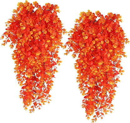 RECUTMS Faux Eucalyptus Leaf Artificial Hanging Plants 4 Pack Greenery Fake Plant for Wall House