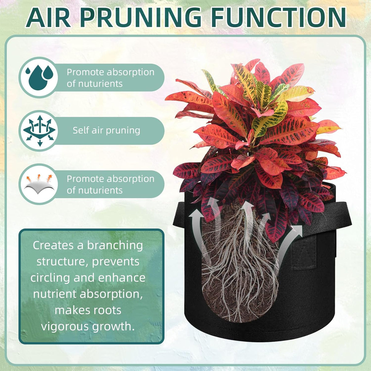 200 Pack 5 Gallons Grow Bags, Non-Woven Fabric Pots Plant Bags, Plant Grow Bags with Handles