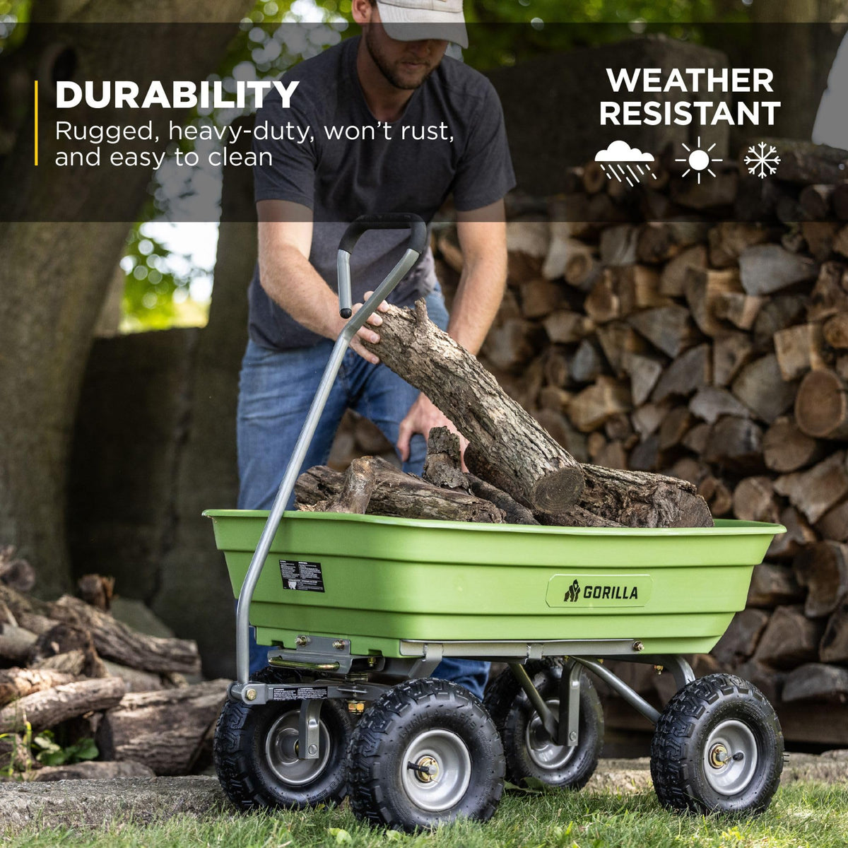 Gorilla Carts 600-Pound Capacity Heavy Duty Poly Yard Garden Steel Quick Dump Utility Wheelbarrow