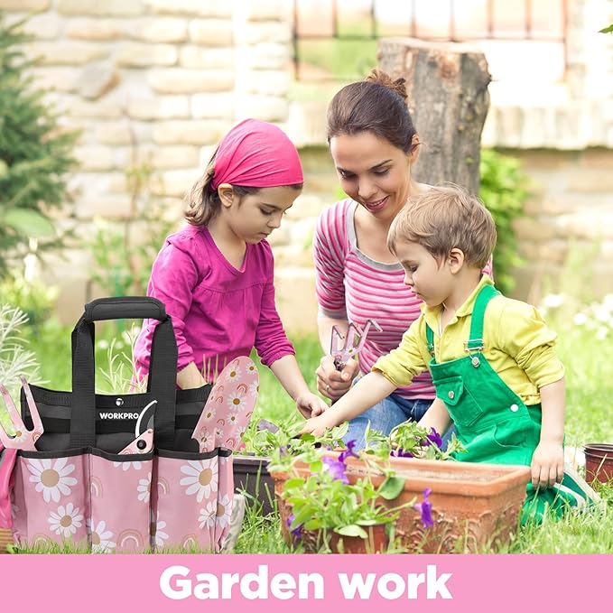 WORKPRO 5PCS Gardening Tools, Aluminum Heavy Duty Garden Tool Set with Bag, Ideal Gardening Gifts