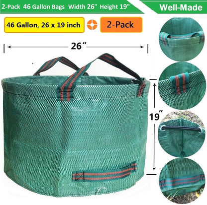 Standard 2-Pack 46 Gallon Yard Garden Bags (D26, H19 inch) with Gloves for Yard Waste Bags,Lawn