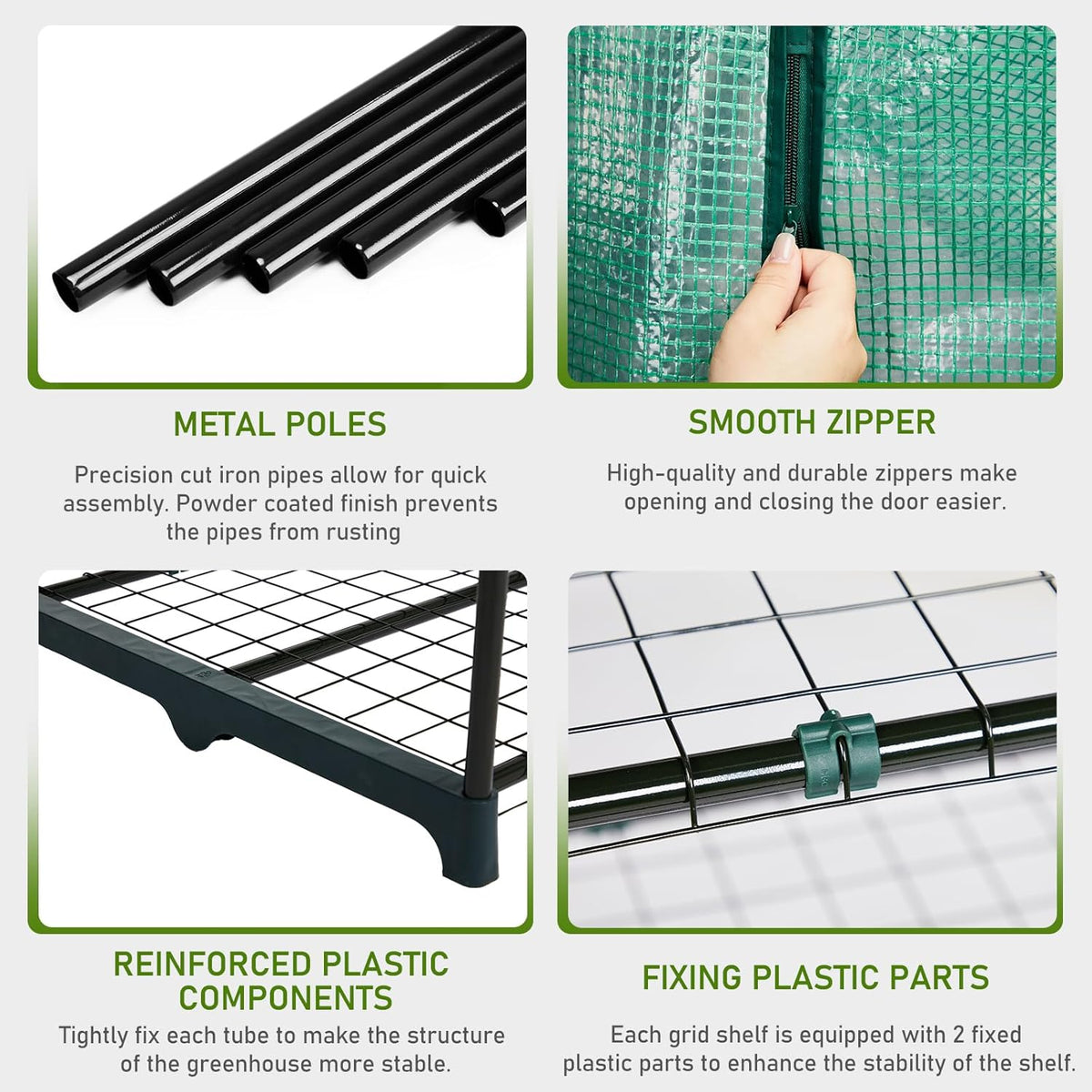 Outvita Walk-in Greenhouse, Outdoor Durable PE Plant Green House for Frost Protection with 3 Tiers