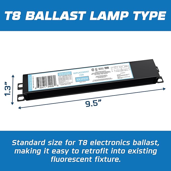 OHLECTRIC 10 Pack - Replacement for ICN2P32-SC 1&2 Lamp - T8 Fluorescent Ballast, Electronic