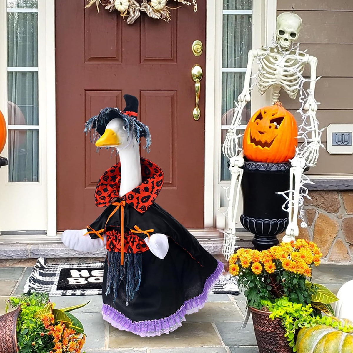 Halloween Goose Outfit Witch Goose Clothes for 23" High Cement or Plastic Lawn Clothing Porch