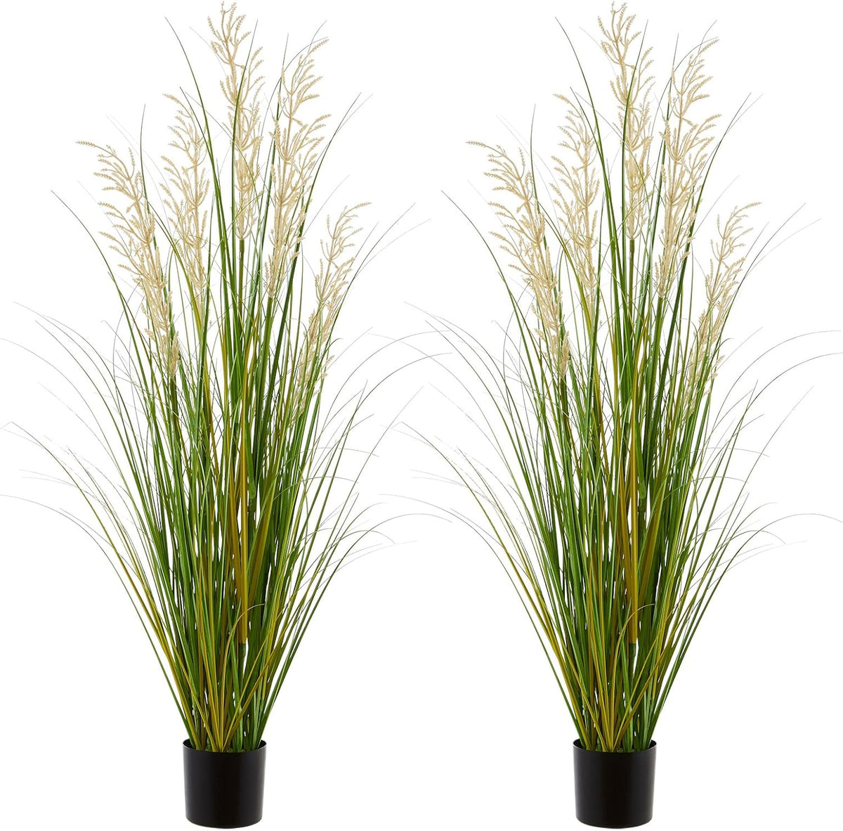 Artificial Plant, 47in Tall, 2pk Grass, Faux House Plants in Pot, Indoor Decorative Flowers
