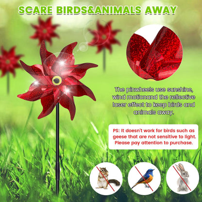 10 PCS Reflective Pinwheels for Yard and Garden Bird Devices Pre-Installed Sparkly Wind Spinner
