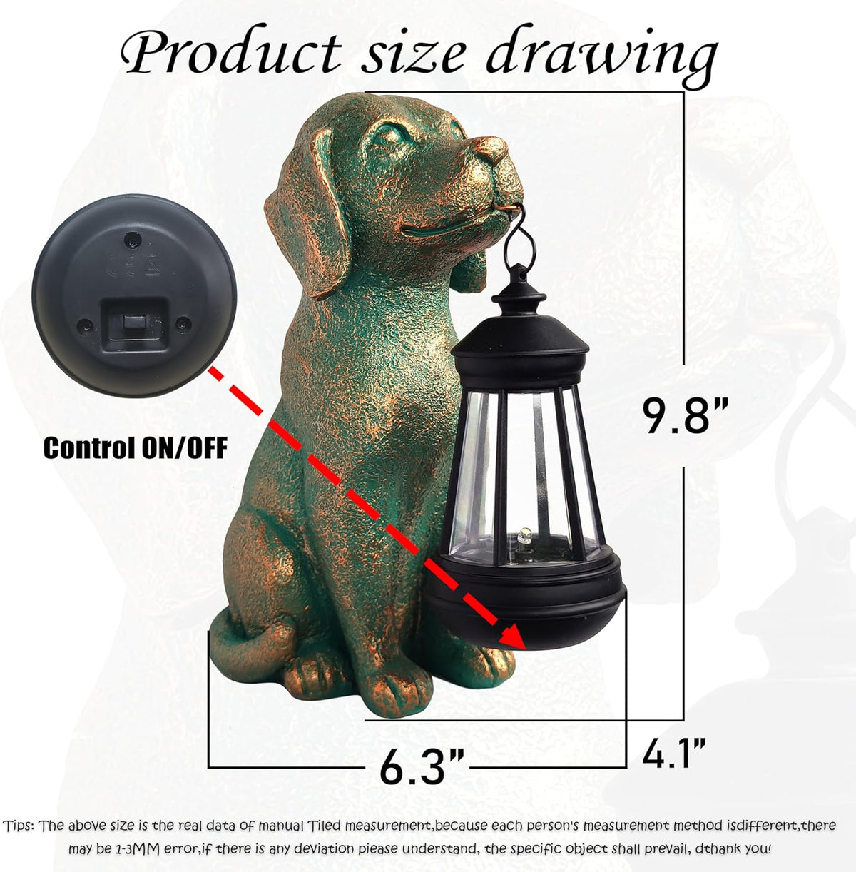 Dog Garden Statue Outdoor Décor with Solar Lights Lantern,Dog Solar Light Figurines Outside
