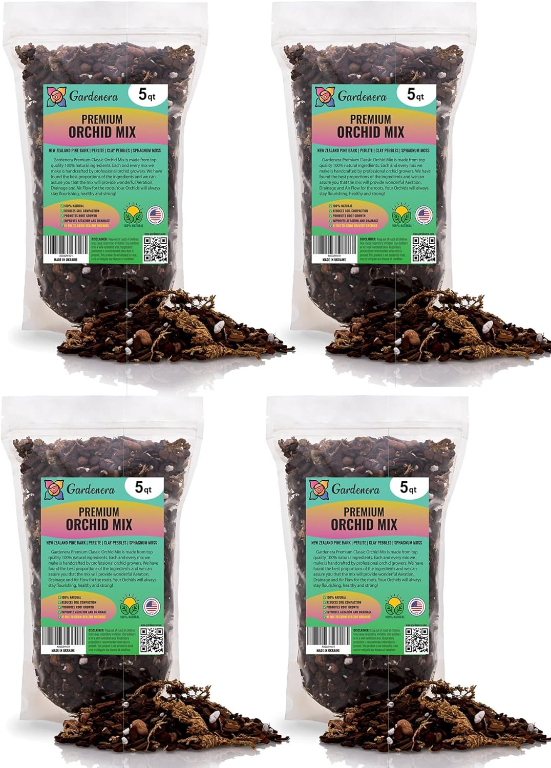 Organic Premium Orchid Soil Mix by Gardenera - Hand Mixed Classic Sphagnum Moss Potting Soil Mix