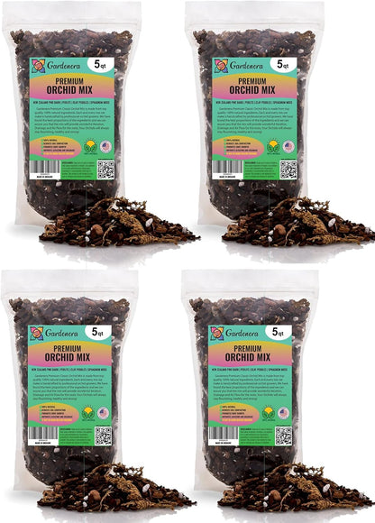 Organic Premium Orchid Soil Mix by Gardenera - Hand Mixed Classic Sphagnum Moss Potting Soil Mix