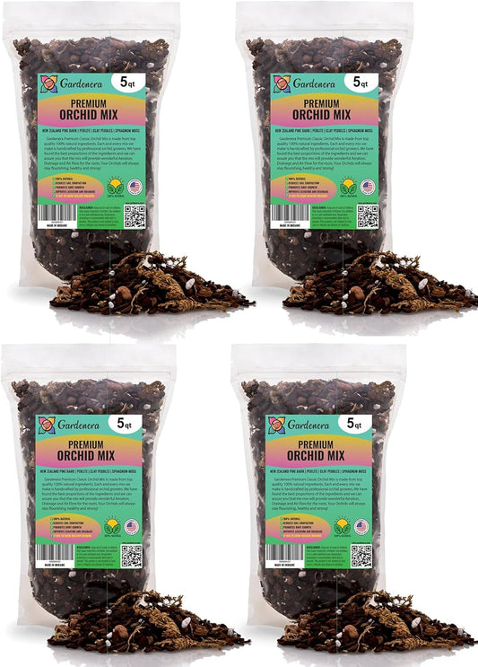 Organic Premium Orchid Soil Mix by Gardenera - Hand Mixed Classic Sphagnum Moss Potting Soil Mix