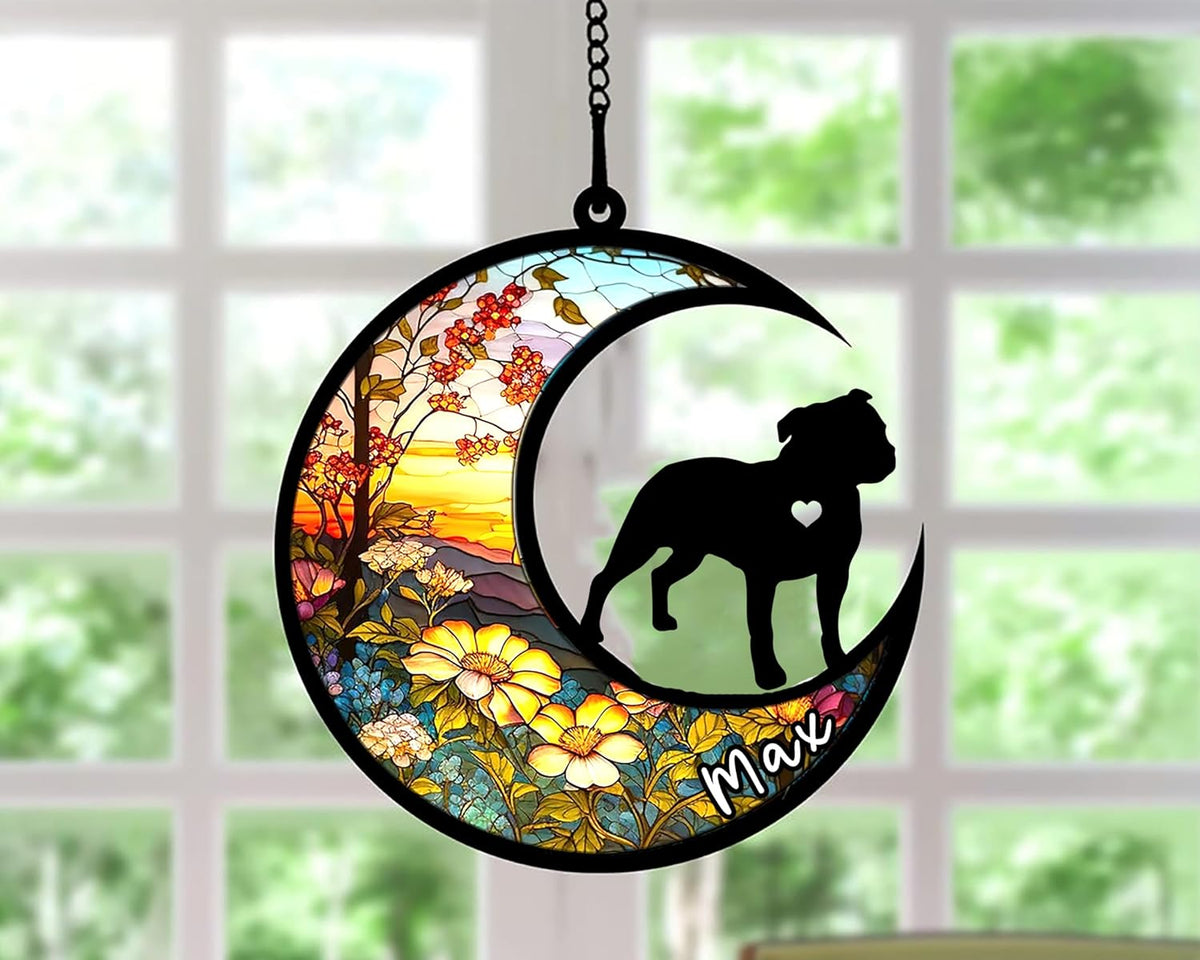 Personalized Dog Memorial, Custom Name Staffordshire Bull Terrier Dog Christmas Ornament, Custom