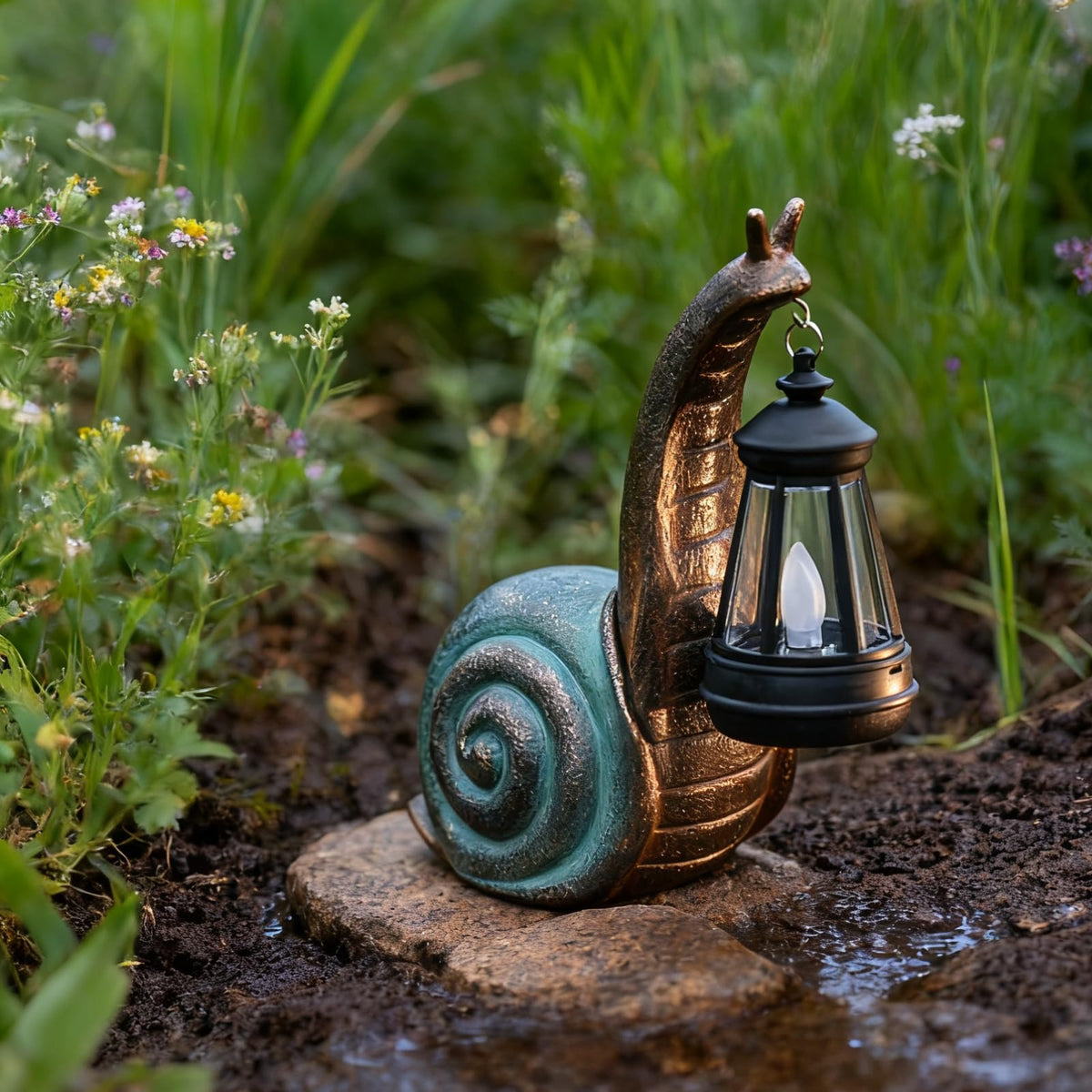 QZJDDZSW Solar Garden Snail Statue,Lawn Decor Statue for Patio, Balcony, Yard Ornament - Mothers