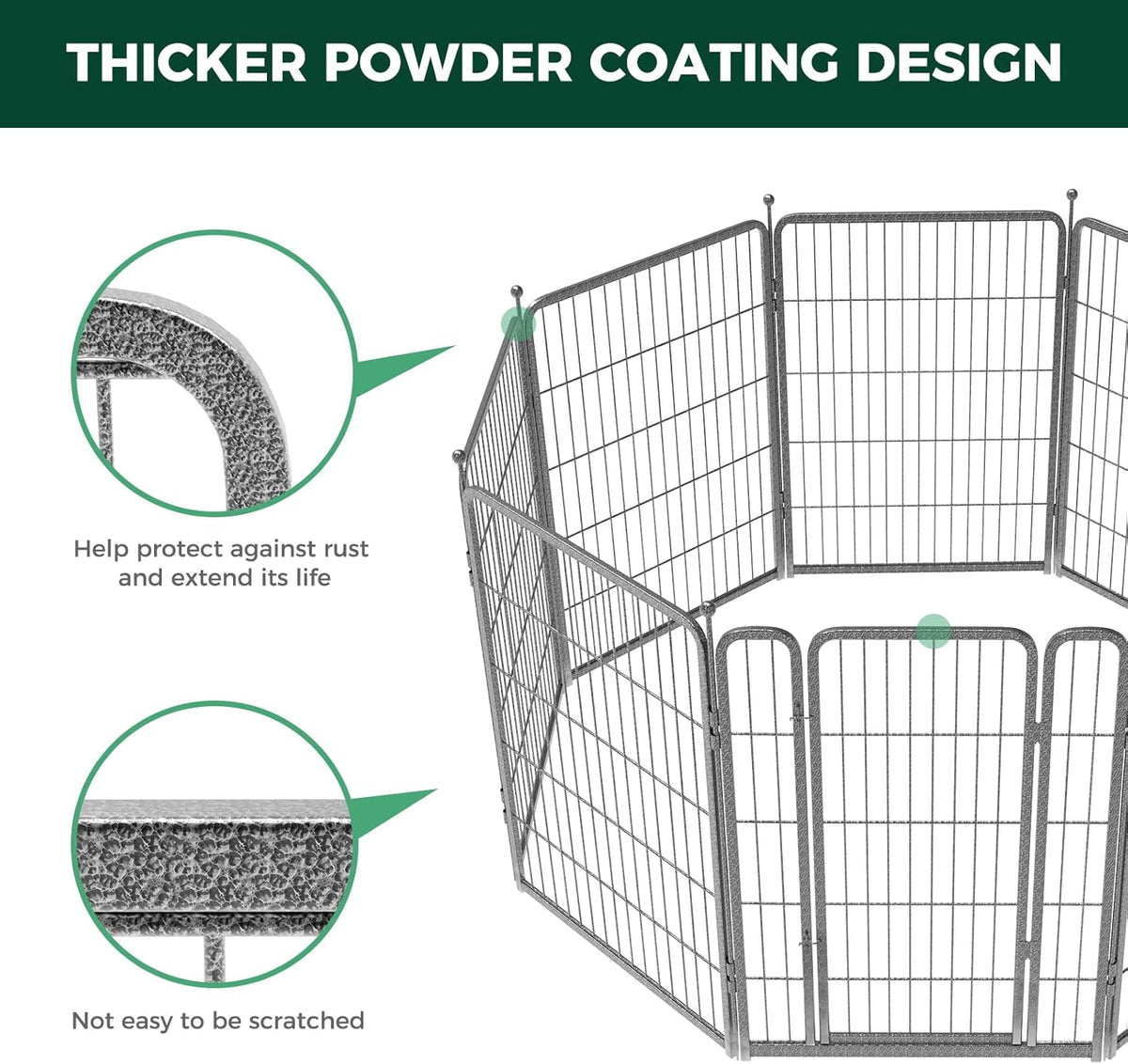 FXW Garden Fence Outdoor for The Yard – 40in(H) x 18.2ft(L) Heavy Duty Metal Animal Barrier for Dog
