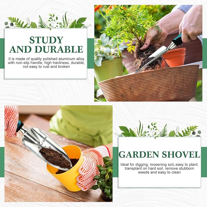 Honoson Garden Hand Trowel Transplant Trowel with Measurements Aluminum Alloy Planting Tools with