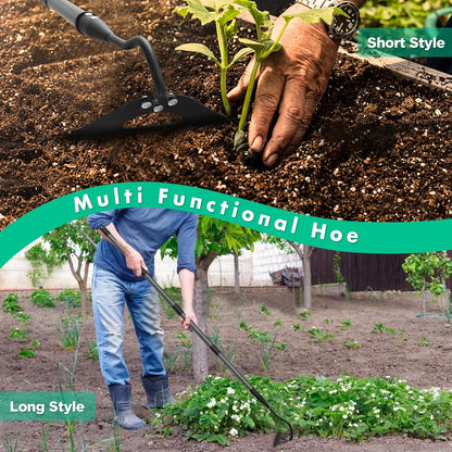 Hoe Garden Tool with 70Inch Long Handle, Heavy Duty Garden Hoes for Weeding Loosening Soil Digging