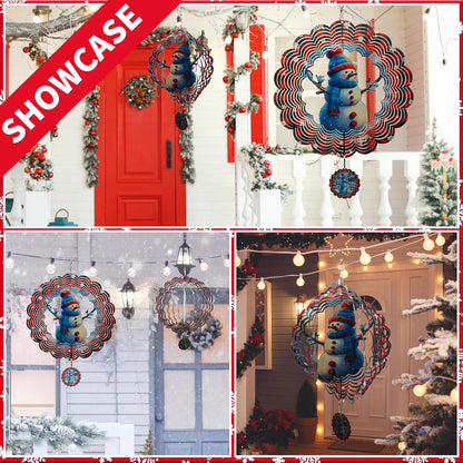 3D Snowman Wind Spinners for Yard and Garden Christmas Decor 12 Inch Outdoor Metal Stainless Steel