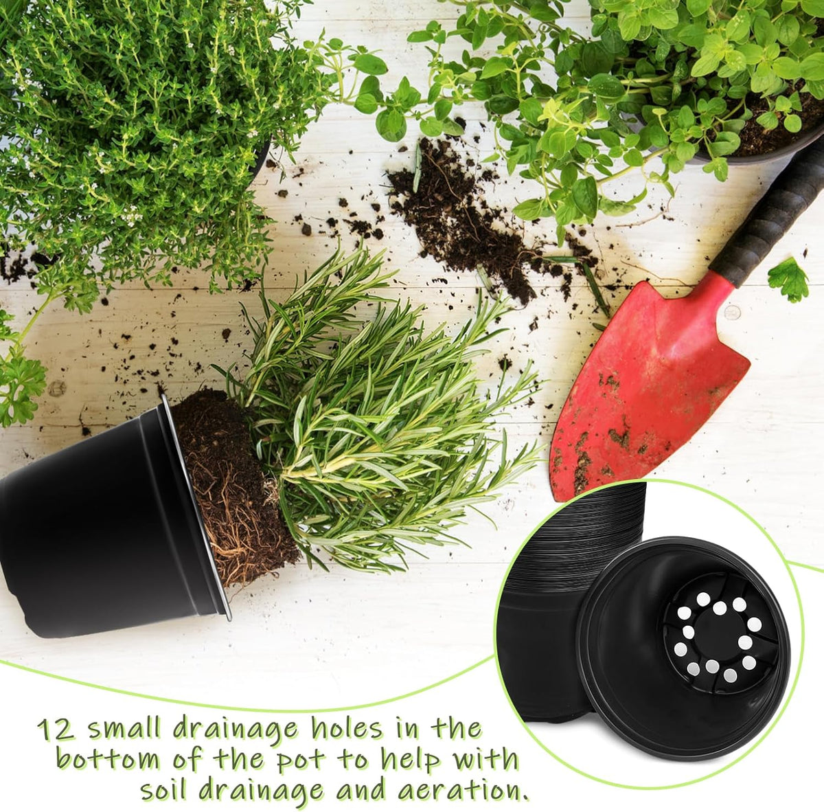 Anyumocz 120Pcs 0.5 Gallon Plant Nursery Pots,Plastic Pots with Drainage Holes,Garden Flower