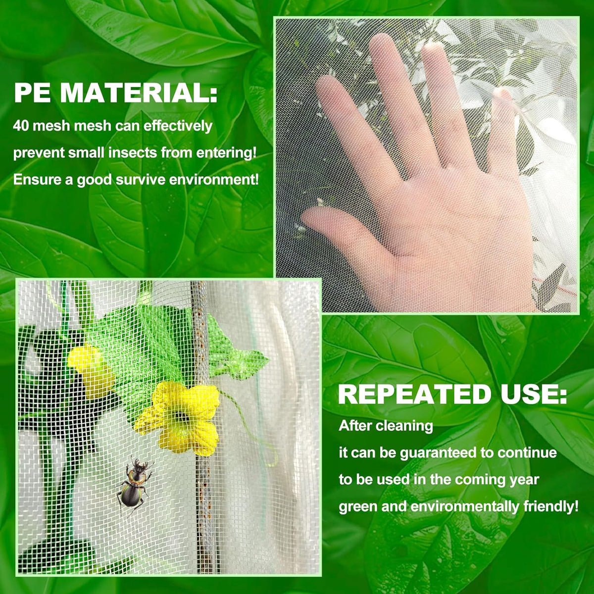 3 Pcs Plant Barrier Net Mesh, Plant Barrier Net Mesh, Bird Netting, Barrier Bags for Vegetables