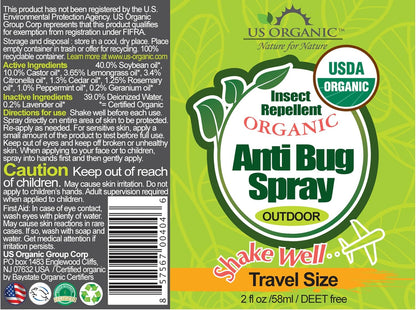US Organic Mosquito Repellent Anti Bug Outdoor Pump Sprays, USDA Certification, Cruelty Free
