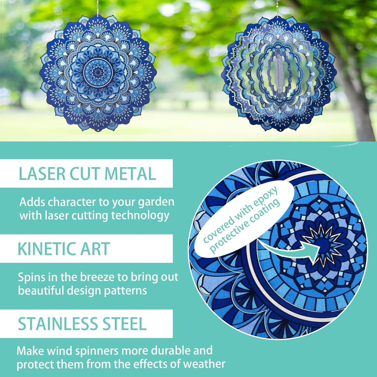 Wind Spinner Yard Art Garden Decor 3D Stainless Steel Metal Sculptures Kinetic Hanging Whirligigs