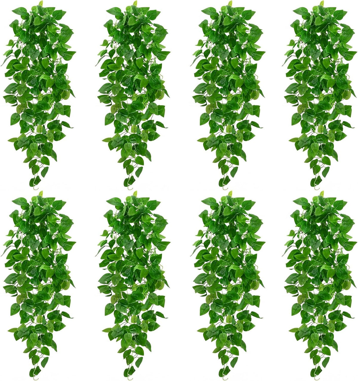 BLEUM CADE 8Pcs Fake Hanging Plants, 9 Branch Artificial Hanging Plant, Lush Faux Pothos Vines for