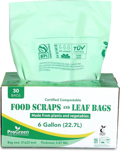 ProGreen Compostable Trash Bags, Extra Thick, Compost Kitchen Bin Bags, Food Scraps Yard Waste