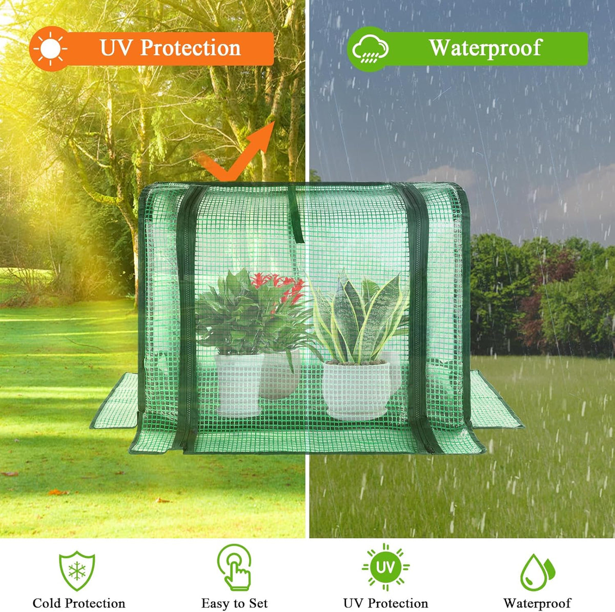 U'Artlines Portable Mini Greenhouse Small Green House with Waterproof Pad 23x13x17 Inch Plant Cover
