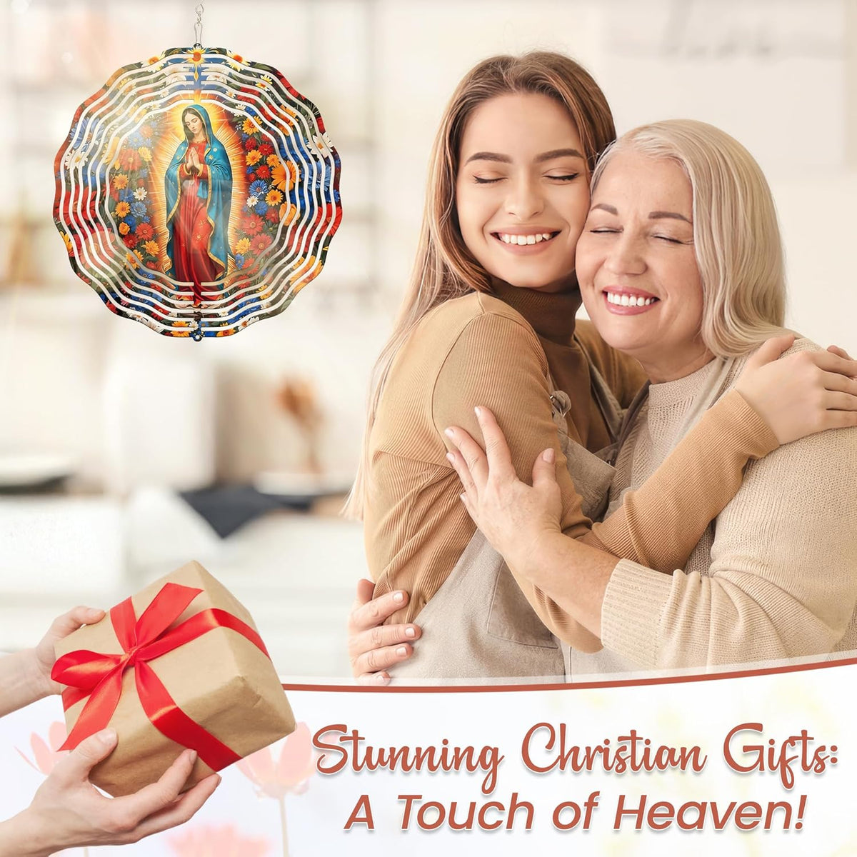 FLAGWIX Christmas Christian Gifts for Women Faith - Virgen de Guadalupe 3D Stainless Steel Metal