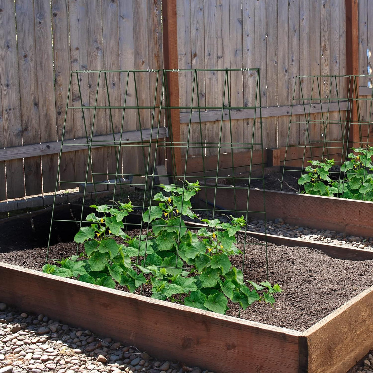AGTEK 2 Packs 18" x 46" Foldable Cucumber Trellis with Zip Ties Plant Support A Frame Metal Trellis