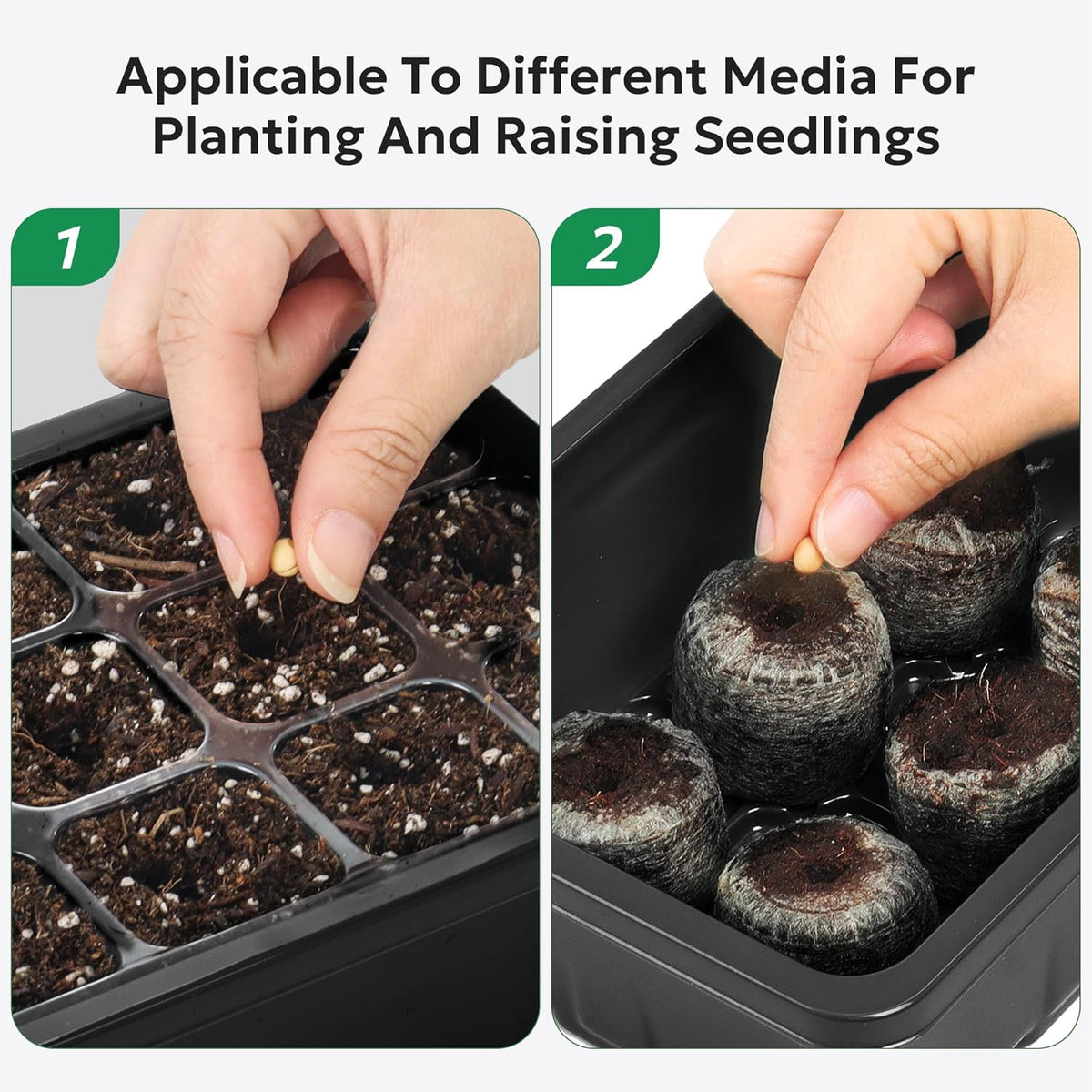 MIXC 10 Packs Seed Starter Tray Seed Starter Kit with Humidity Dome (120 Cells Total Tray) Seed