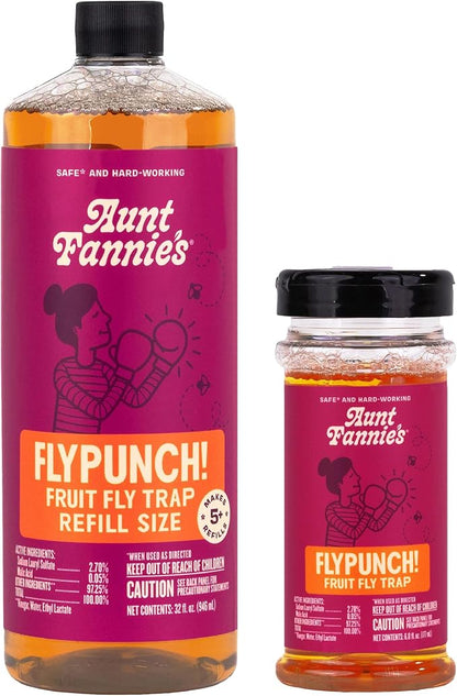 Aunt Fannie's FlyPunch Fruit Fly Trap Bundle for Indoor and Kitchen Use, Ready to Use, Made with