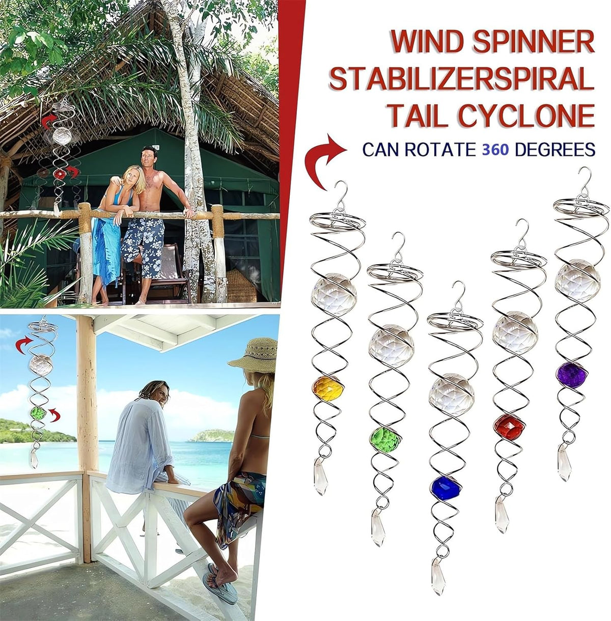 Decorative Spiral - 2024 New Gazing Ball Spiral Tail Wind Spinner Stabilizer, Spinfinity Designs
