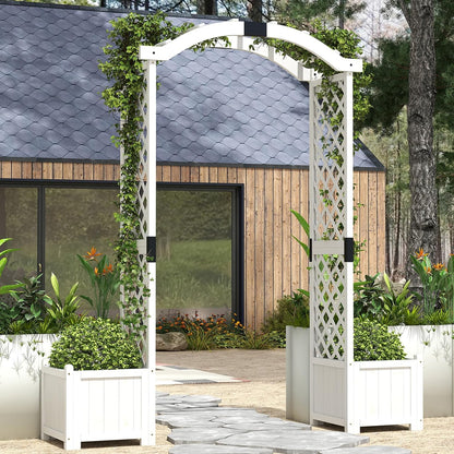 Giantex Garden Arbor with Planter Boxes, Wooden Arch with Trellis and Raised Garden Bed for
