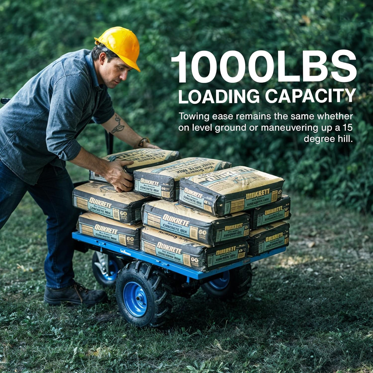 Landworks Utility Service Cart Wheelbarrow Power Wagon, Super Duty Electric 48V DC Li-Ion Battery