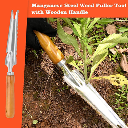 5-in-1 Stainless Steel Hand Weeder Puller Tool & Dandelion Fork Knife - Hand Weed Removal Tool for