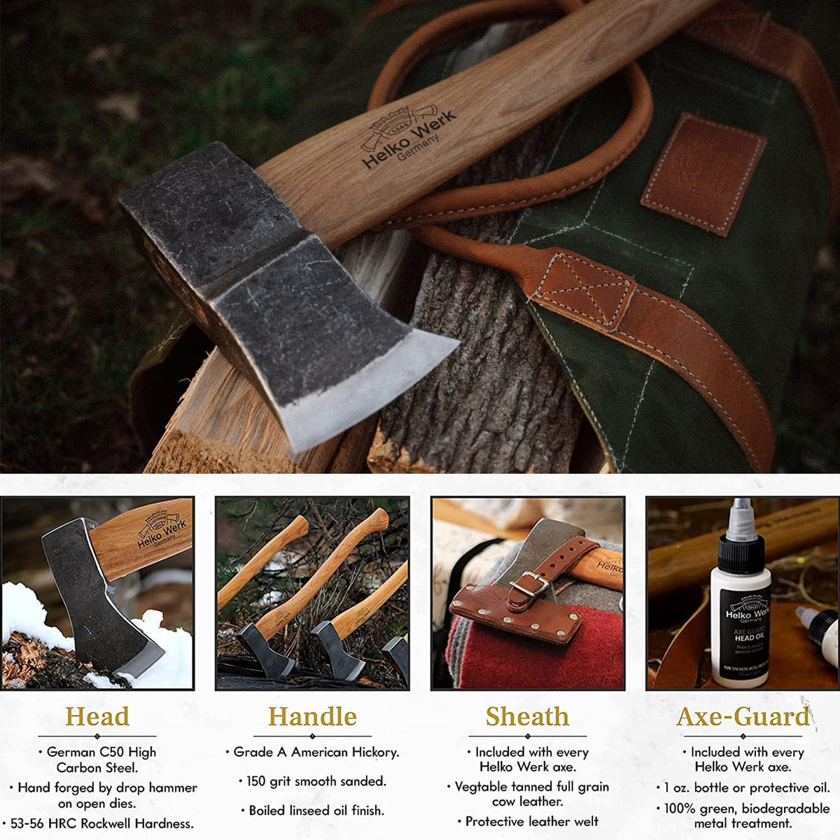 1844 Helko Werk Germany Traditional Saxon - Made in Germany Heavy Duty Splitting Axe for Chopping