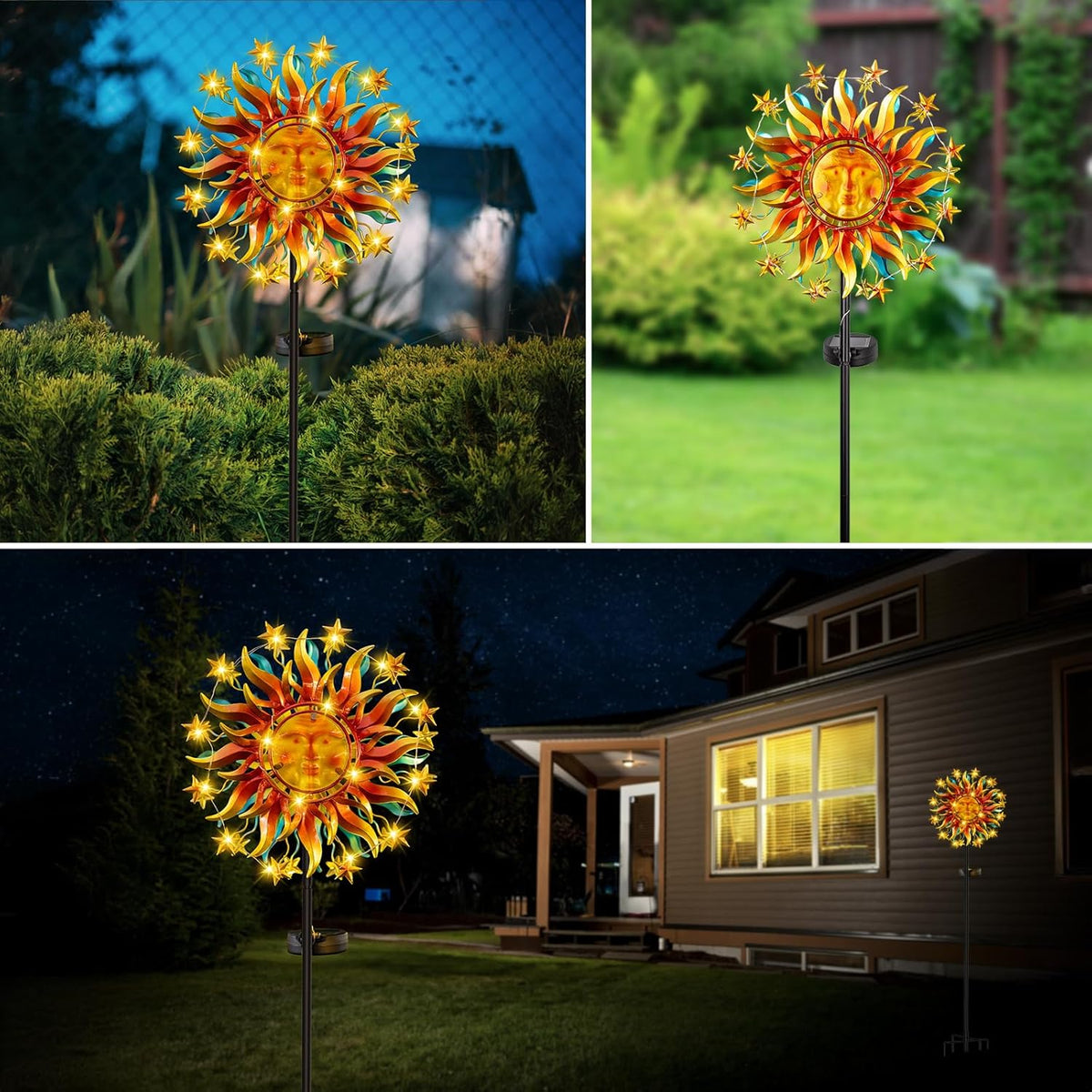 Solar Wind Spinners for Yard Garden - 60.3 Inch 360° Metal Sun Wind Sculptures Outdoor Clearance